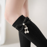 BOW PEARL APPLIQUE KNEE LENGTH SOCKS