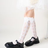 BOW & HEART APPLIQUE KNEE LENGTH SOCKS