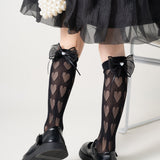 BOW & HEART APPLIQUE KNEE LENGTH SOCKS