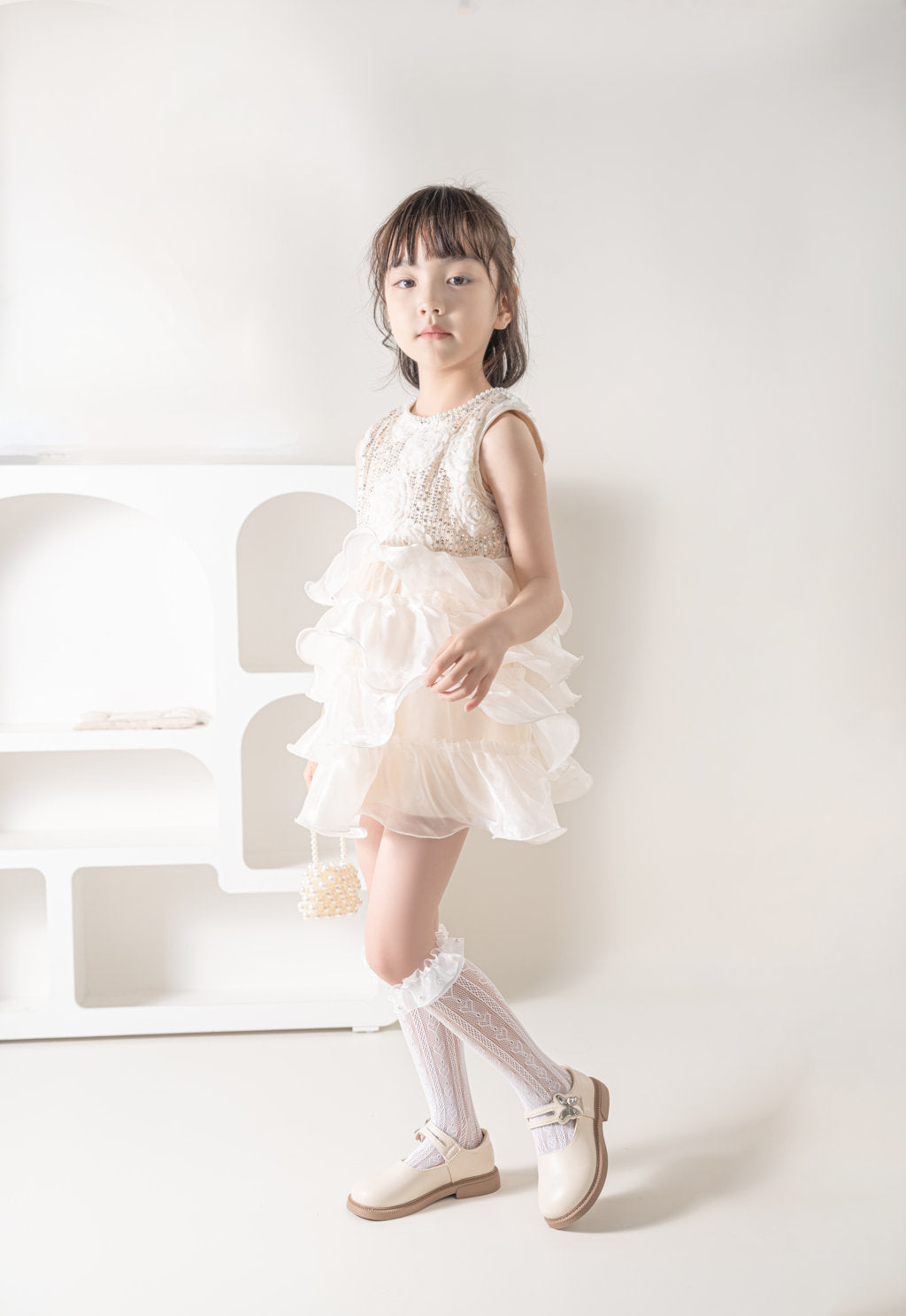 STUDDED PEARL APPLIQUE KNEE LENGTH SOCKS