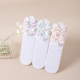 LAYERED BOW APPLIQUE KNEE LENGTH SOCKS