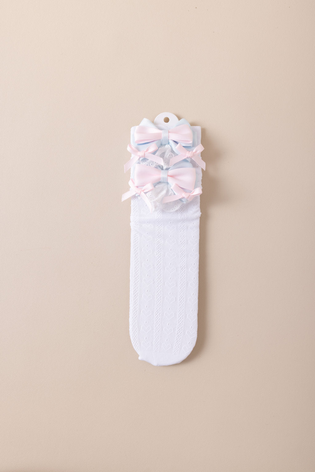 LAYERED BOW APPLIQUE KNEE LENGTH SOCKS