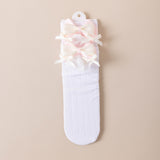 LAYERED BOW APPLIQUE KNEE LENGTH SOCKS