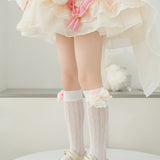 LAYERED BOW APPLIQUE KNEE LENGTH SOCKS