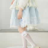 LAYERED BOW APPLIQUE KNEE LENGTH SOCKS