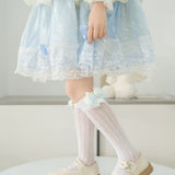 LAYERED BOW APPLIQUE KNEE LENGTH SOCKS