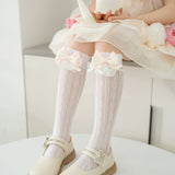 LAYERED BOW APPLIQUE KNEE LENGTH SOCKS