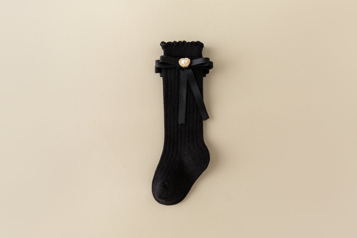HEART & KNOT APPLIQUE KNEE LENGTH SOCKS