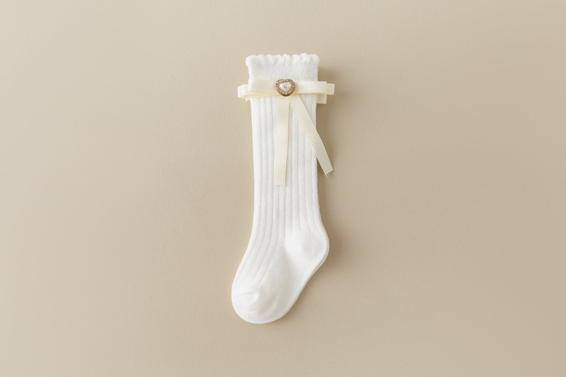 HEART & KNOT APPLIQUE KNEE LENGTH SOCKS