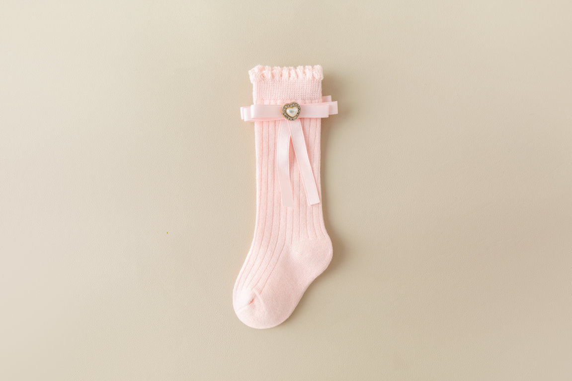 HEART & KNOT APPLIQUE KNEE LENGTH SOCKS