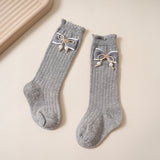 BOW & KNOT APPLIQUE KNEE LENGTH SOCKS