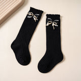 BOW & KNOT APPLIQUE KNEE LENGTH SOCKS