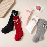 BOW & KNOT APPLIQUE KNEE LENGTH SOCKS