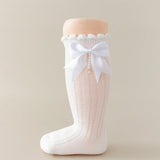 BOW & PEARL APPLIQUE KNEE LENGTH SOCKS