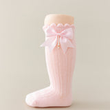 BOW & PEARL APPLIQUE KNEE LENGTH SOCKS