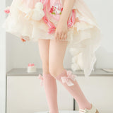 FRILL DETAILED BOW APPLIQUE KNEE LENGTH SOCKS