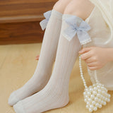 FRILL DETAILED BOW APPLIQUE KNEE LENGTH SOCKS