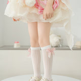 FRILL DETAILED BOW APPLIQUE KNEE LENGTH SOCKS