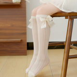 FRILL DETAILED BOW APPLIQUE KNEE LENGTH SOCKS