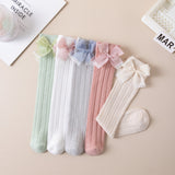 FRILL DETAILED BOW APPLIQUE KNEE LENGTH SOCKS