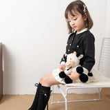 RIBBONED KNOT DETAILED PEARL APPLIQUE KNEE LENGTH SOCKS