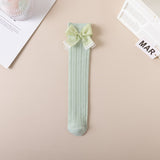 FRILL DETAILED BOW APPLIQUE KNEE LENGTH SOCKS