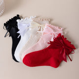 BOW & KNOT APPLIQUE ANKLE LENGTH SOCKS