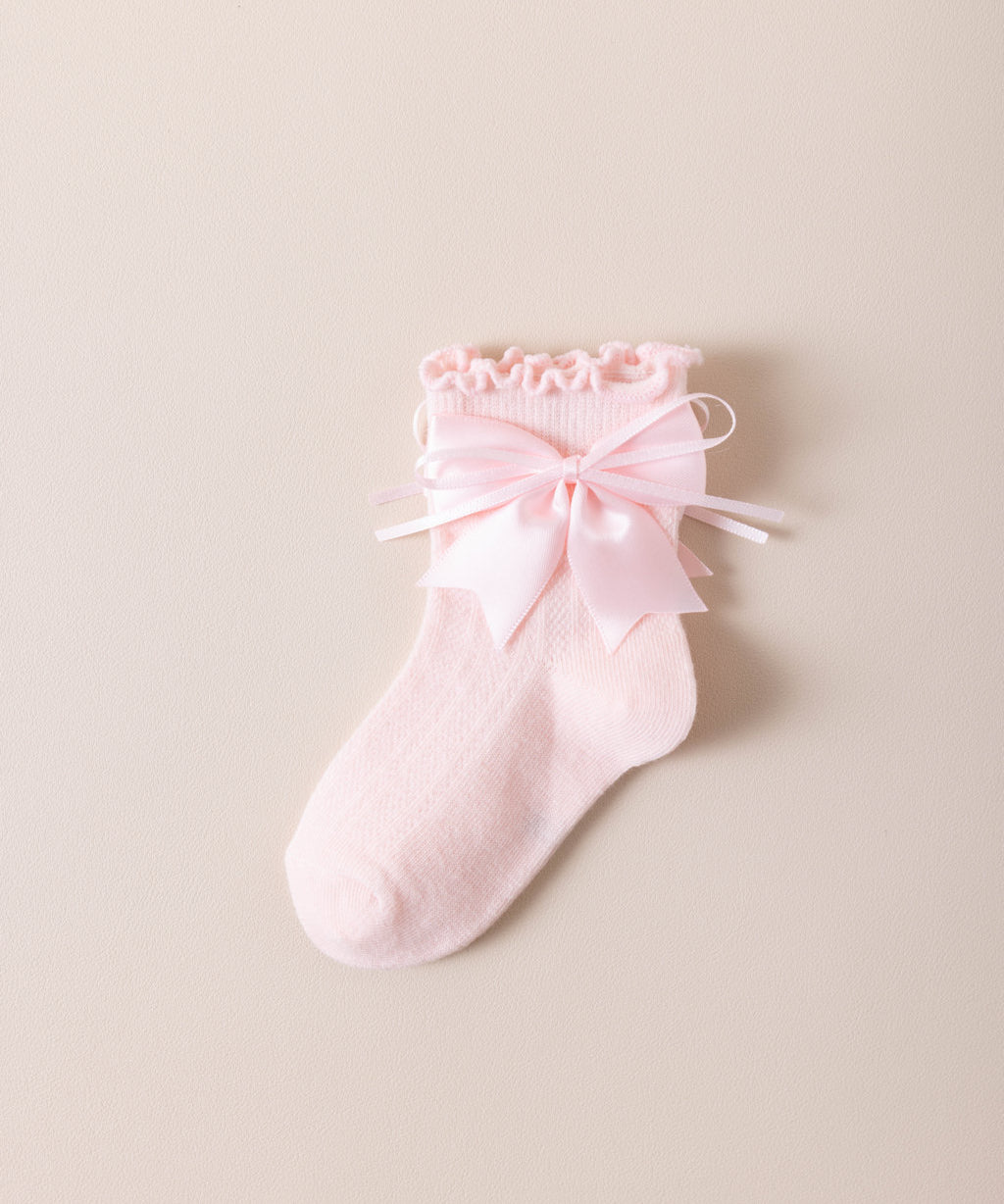 BOW & KNOT APPLIQUE ANKLE LENGTH SOCKS
