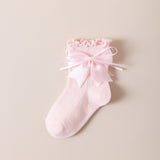 BOW & KNOT APPLIQUE ANKLE LENGTH SOCKS