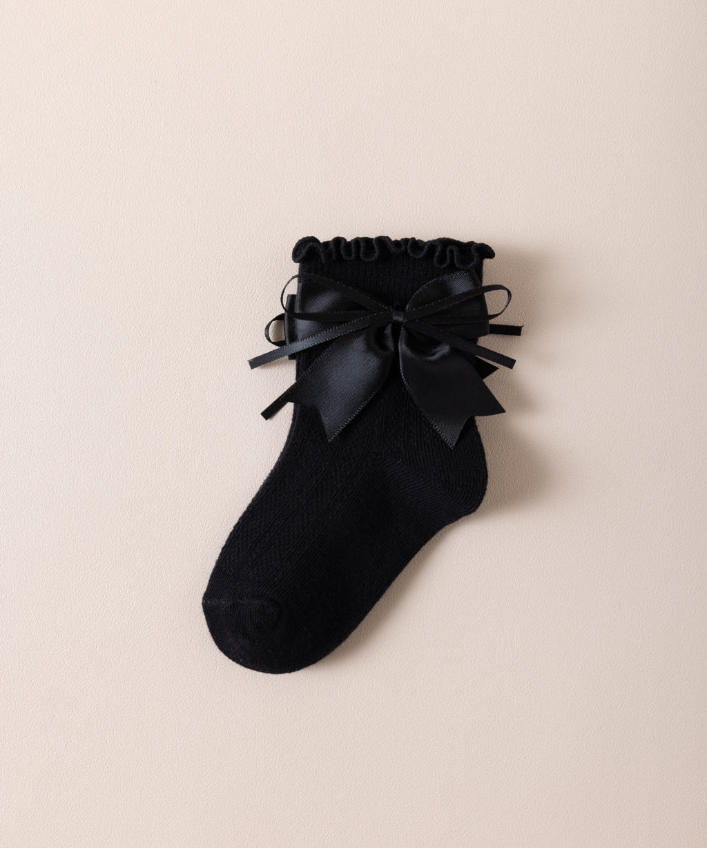 BOW & KNOT APPLIQUE ANKLE LENGTH SOCKS