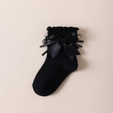 BOW & KNOT APPLIQUE ANKLE LENGTH SOCKS
