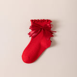 BOW & KNOT APPLIQUE ANKLE LENGTH SOCKS