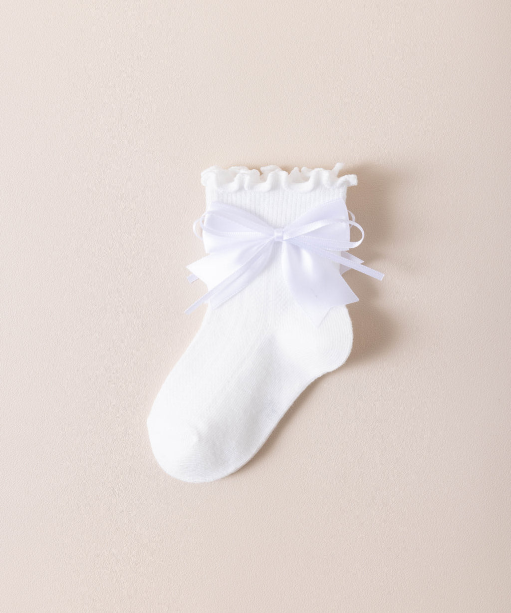 BOW & KNOT APPLIQUE ANKLE LENGTH SOCKS