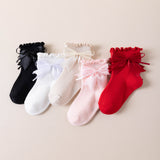 BOW & KNOT APPLIQUE ANKLE LENGTH SOCKS