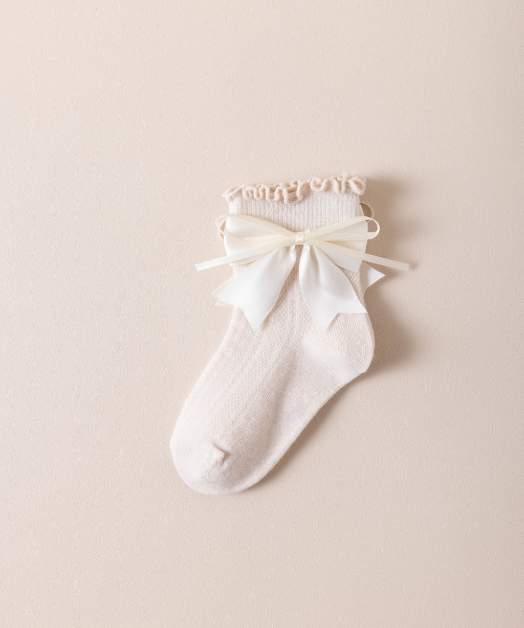 BOW & KNOT APPLIQUE ANKLE LENGTH SOCKS