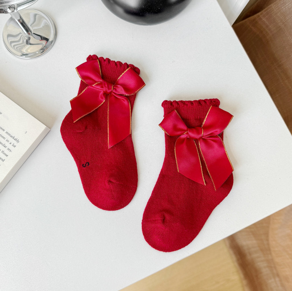 BOW APPLIQUE ANKLE LENGTH SOCKS