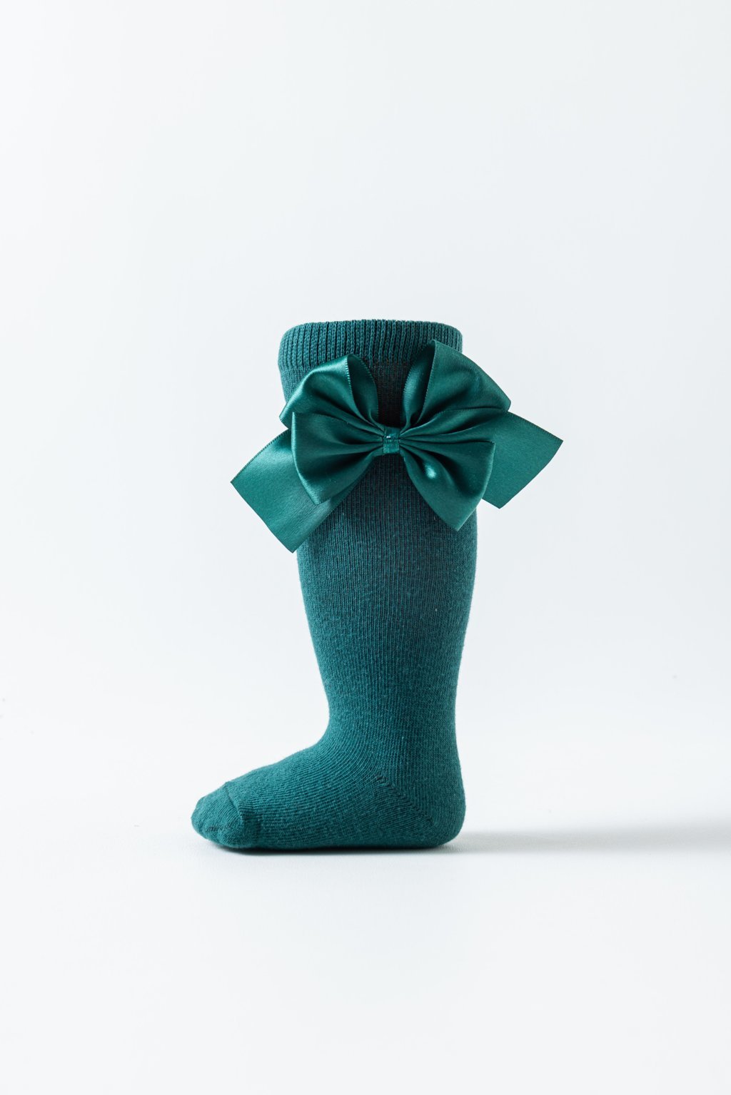 SATIN BOW APPLIQUE KNEE LENGTH SOCKS