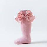 SATIN BOW APPLIQUE KNEE LENGTH SOCKS