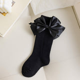 SATIN BOW APPLIQUE KNEE LENGTH SOCKS