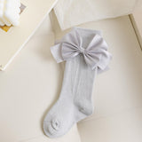 SATIN BOW APPLIQUE KNEE LENGTH SOCKS