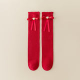 HEART & PEARL APPLIQUE KNEE LENGTH SOCKS